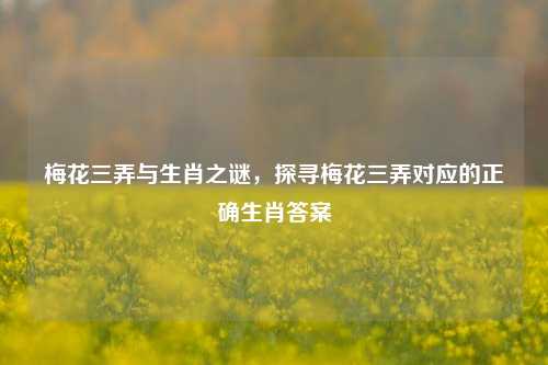 梅花三弄与生肖之谜，探寻梅花三弄对应的正确生肖答案