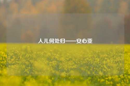人儿何处归——安心亚