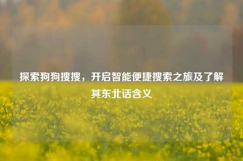 探索狗狗搜搜，开启智能便捷搜索之旅及了解其东北话含义