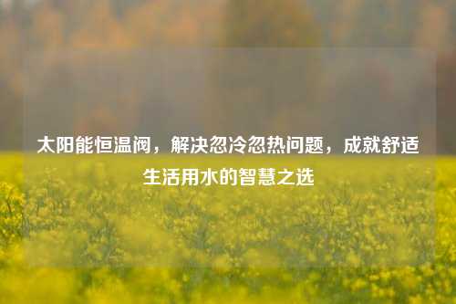 太阳能恒温阀，解决忽冷忽热问题，成就舒适生活用水的智慧之选