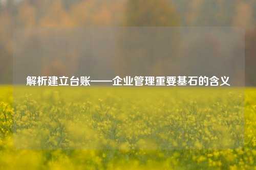 解析建立台账——企业管理重要基石的含义
