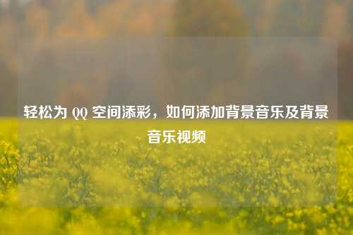 轻松为 QQ 空间添彩，如何添加背景音乐及背景音乐视频
