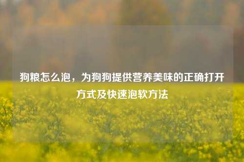 狗粮怎么泡，为狗狗提供营养美味的正确打开方式及快速泡软方法