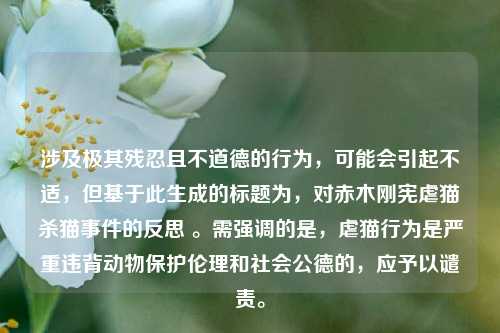 涉及极其残忍且不道德的行为，可能会引起不适，但基于此生成的标题为，对赤木刚宪虐猫杀猫事件的反思 。需强调的是，虐猫行为是严重违背动物保护伦理和社会公德的，应予以谴责。