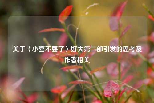 关于〈小喜不要了〉好大第二部引发的思考及作者相关