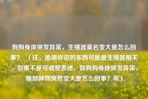 狗狗身体突发异常，生殖器莫名变大是怎么回事？  （注，推测你说的东西可能是生殖器相关，如果不是可调整表述，如狗狗身体突发异常，腹部肿物突然变大是怎么回事？等）