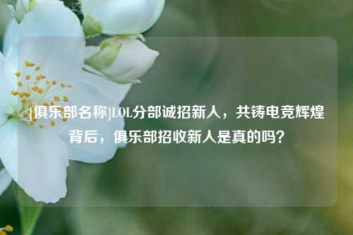 [俱乐部名称]LOL分部诚招新人，共铸电竞辉煌背后，俱乐部招收新人是真的吗？