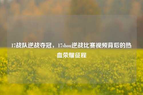 17战队逆战夺冠，17shou逆战比赛视频背后的热血荣耀征程