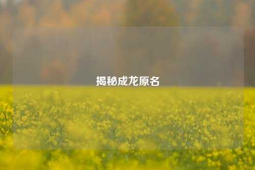 揭秘成龙原名
