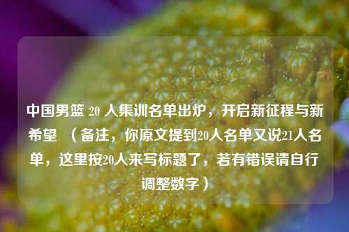 中国男篮 20 人集训名单出炉，开启新征程与新希望  （备注，你原文提到20人名单又说21人名单，这里按20人来写标题了，若有错误请自行调整数字）