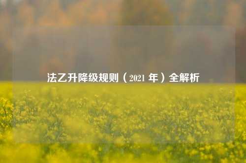 法乙升降级规则（2021 年）全解析
