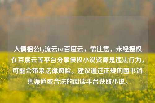 人偶相公by流云txt百度云，需注意，未经授权在百度云等平台分享侵权小说资源是违法行为，可能会带来法律风险。建议通过正规的图书销售渠道或合法的阅读平台获取小说。