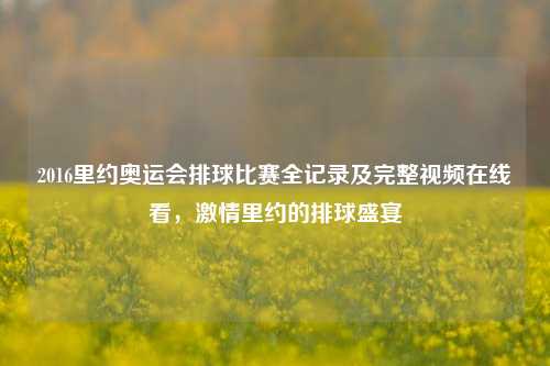 2016里约奥运会排球比赛全记录及完整视频在线看，激情里约的排球盛宴