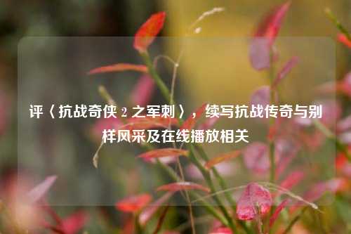 评〈抗战奇侠 2 之军刺〉，续写抗战传奇与别样风采及在线播放相关
