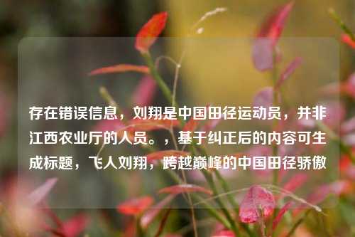 存在错误信息，刘翔是中国田径运动员，并非江西农业厅的人员。，基于纠正后的内容可生成标题，飞人刘翔，跨越巅峰的中国田径骄傲