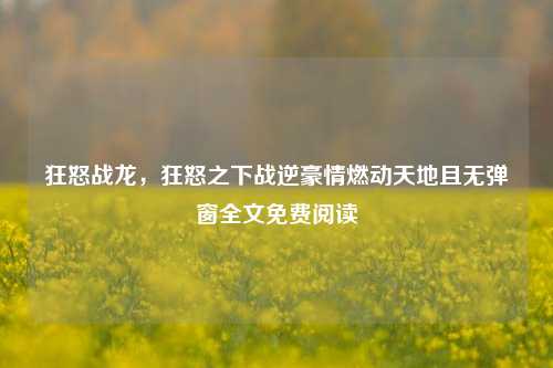 狂怒战龙，狂怒之下战逆豪情燃动天地且无弹窗全文免费阅读