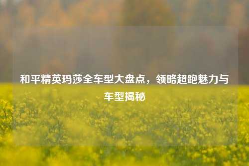 和平精英玛莎全车型大盘点，领略超跑魅力与车型揭秘