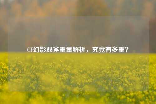 CF幻影双斧重量解析，究竟有多重？