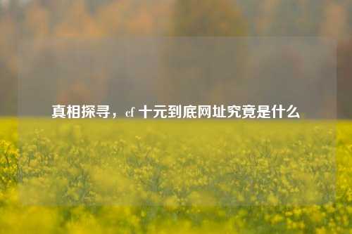 真相探寻，cf 十元到底网址究竟是什么