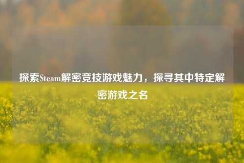 探索Steam解密竞技游戏魅力，探寻其中特定解密游戏之名
