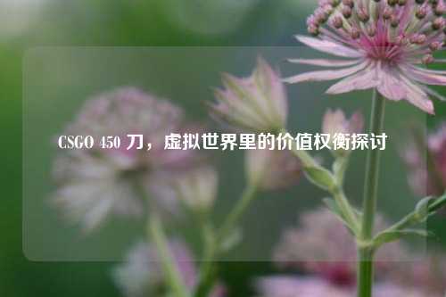 CSGO 450 刀，虚拟世界里的价值权衡探讨