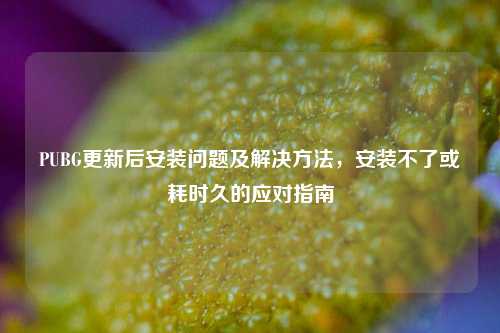 PUBG更新后安装问题及解决方法，安装不了或耗时久的应对指南