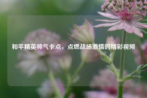和平精英帅气卡点，点燃战场激情的精彩视频
