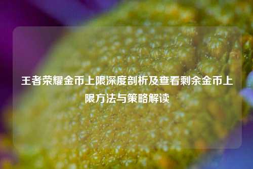 王者荣耀金币上限深度剖析及查看剩余金币上限方法与策略解读