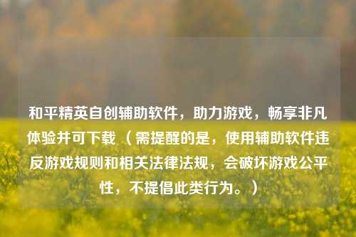 和平精英自创辅助软件，助力游戏，畅享非凡体验并可下载 （需提醒的是，使用辅助软件违反游戏规则和相关法律法规，会破坏游戏公平性，不提倡此类行为。）