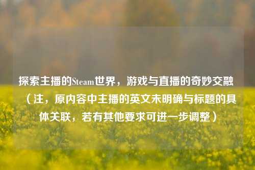 探索主播的Steam世界，游戏与直播的奇妙交融 （注，原内容中主播的英文未明确与标题的具体关联，若有其他要求可进一步调整）