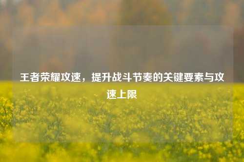 王者荣耀攻速，提升战斗节奏的关键要素与攻速上限