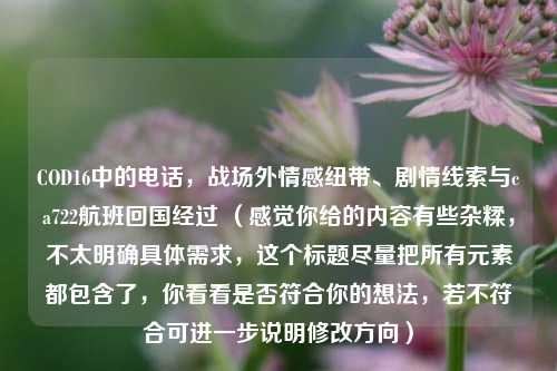COD16中的电话，战场外情感纽带、剧情线索与ca722航班回国经过 （感觉你给的内容有些杂糅，不太明确具体需求，这个标题尽量把所有元素都包含了，你看看是否符合你的想法，若不符合可进一步说明修改方向）