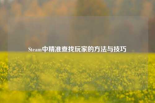 Steam中精准查找玩家的方法与技巧