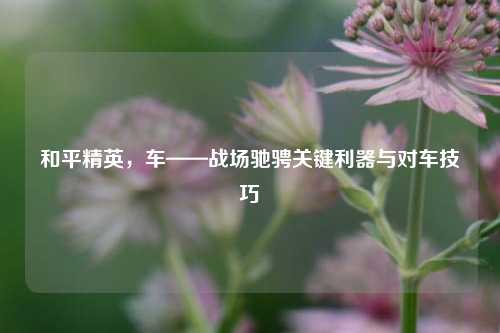 和平精英，车——战场驰骋关键利器与对车技巧