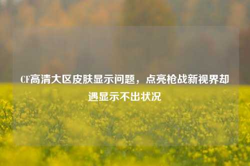 CF高清大区皮肤显示问题，点亮枪战新视界却遇显示不出状况