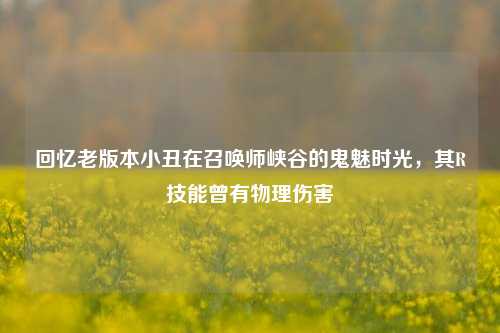 回忆老版本小丑在召唤师峡谷的鬼魅时光，其R技能曾有物理伤害