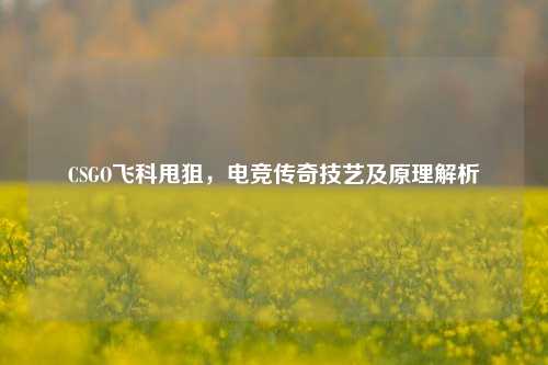 CSGO飞科甩狙，电竞传奇技艺及原理解析
