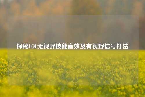 探秘LOL无视野技能音效及有视野信号打法
