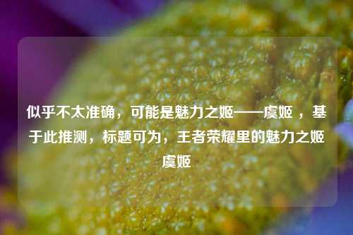 似乎不太准确，可能是魅力之姬——虞姬 ，基于此推测，标题可为，王者荣耀里的魅力之姬虞姬