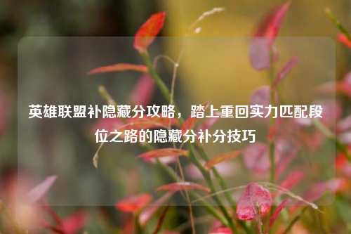 英雄联盟补隐藏分攻略，踏上重回实力匹配段位之路的隐藏分补分技巧