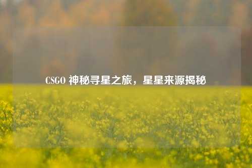 CSGO 神秘寻星之旅，星星来源揭秘