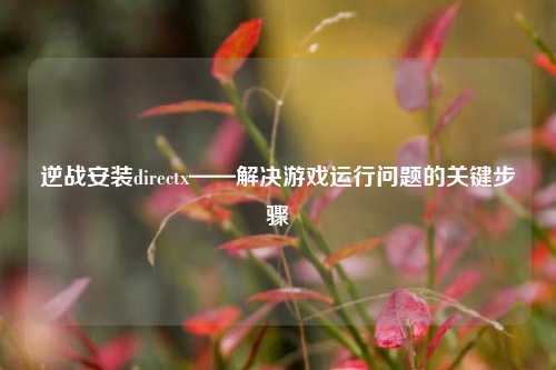 逆战安装directx——解决游戏运行问题的关键步骤