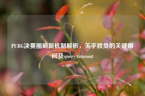 PUBG决赛圈刷新机制解析，关乎胜负的关键瞬间及query timeout