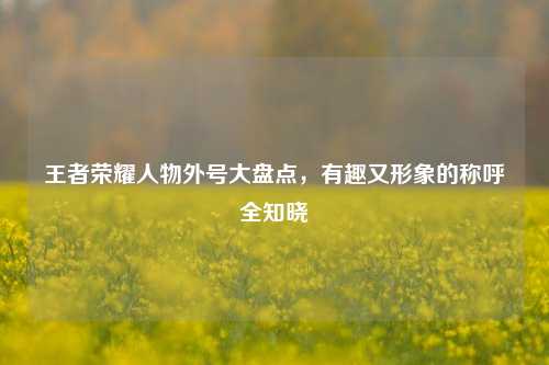 王者荣耀人物外号大盘点，有趣又形象的称呼全知晓