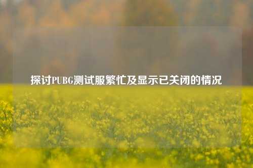 探讨PUBG测试服繁忙及显示已关闭的情况