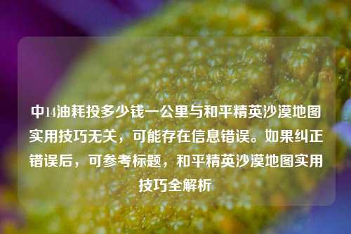 中14油耗投多少钱一公里与和平精英沙漠地图实用技巧无关，可能存在信息错误。如果纠正错误后，可参考标题，和平精英沙漠地图实用技巧全解析