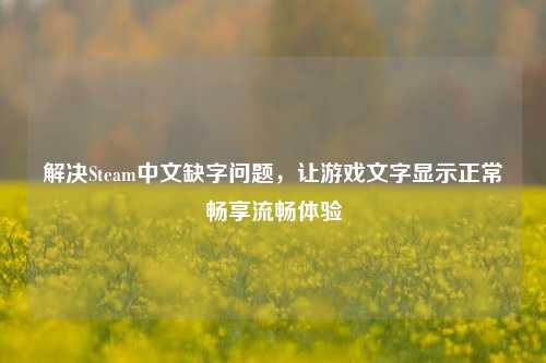 解决Steam中文缺字问题，让游戏文字显示正常畅享流畅体验