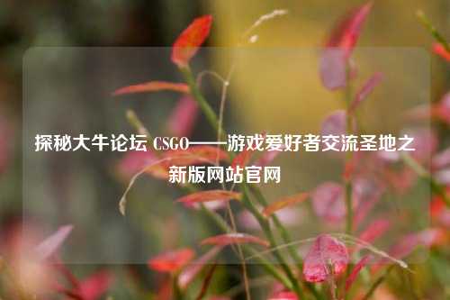 探秘大牛论坛 CSGO——游戏爱好者交流圣地之新版网站官网