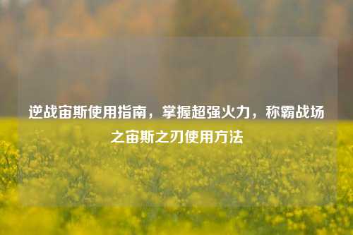 逆战宙斯使用指南，掌握超强火力，称霸战场之宙斯之刃使用方法