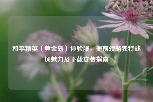 和平精英（黄金岛）体验服，提前领略独特战场魅力及下载安装指南